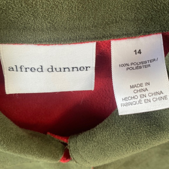 VTG 90’s Alfred Dunner Faux Microsuede Green and Red Microsuede Jacket, Size 14 - Picture 4 of 10
